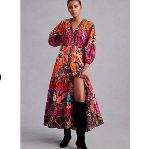 Anthropologie X Farm Rio Button-Front Maxi Dress